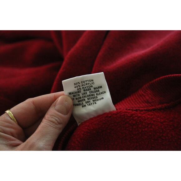 Vintage 90s Hanes Her Way Red Raglan Crewneck Pullover Sweatshirt 50" Chest XXL - Picture 3 of 8